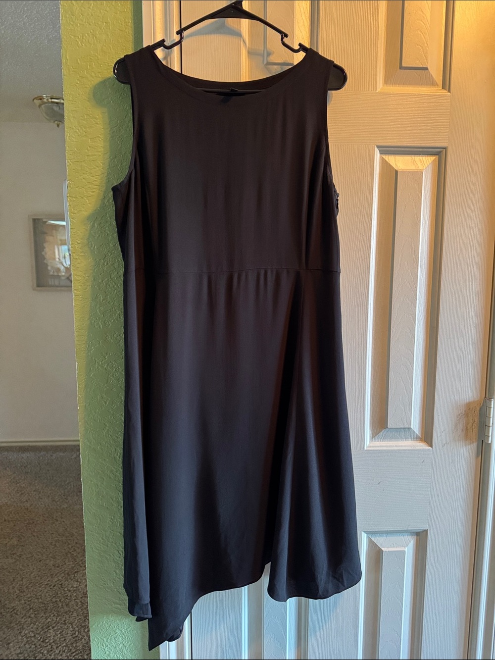 Eileen Fisher silk asymmetric bottom midi dress
